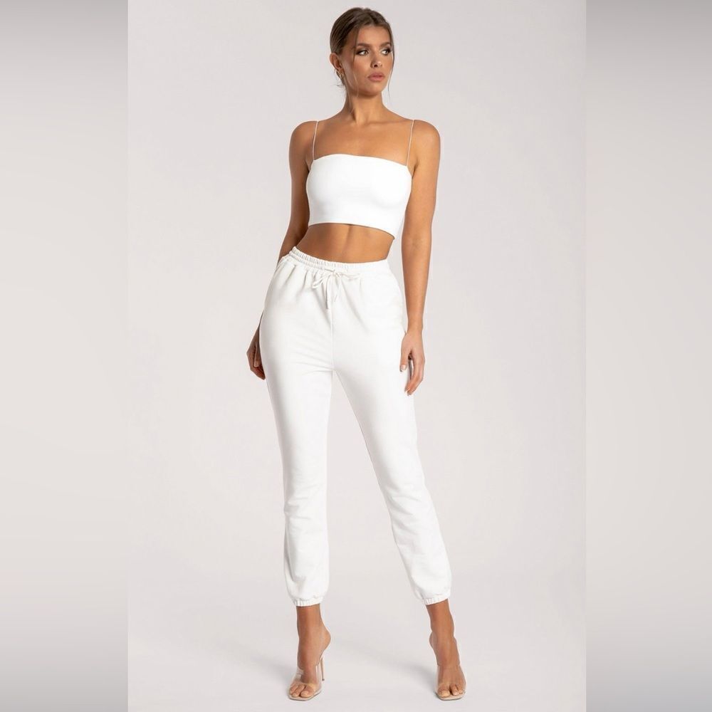 MESHKI Sylvia Loopback Joggers Color White NEW with Tag